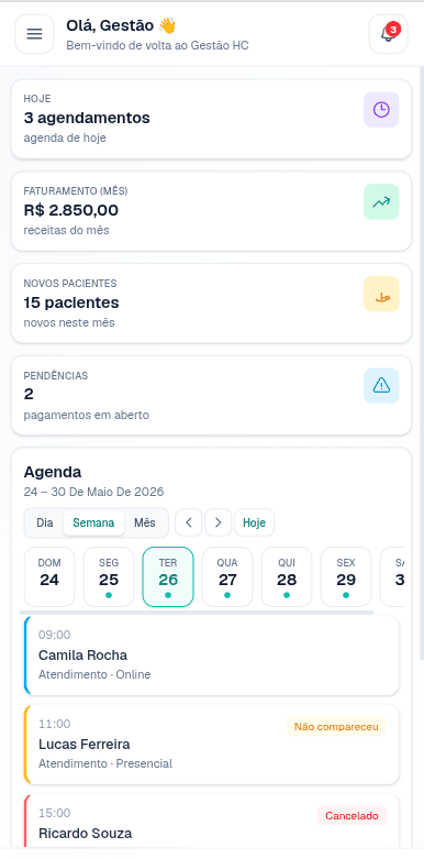 Versão mobile do Aurora mostrando o painel financeiro